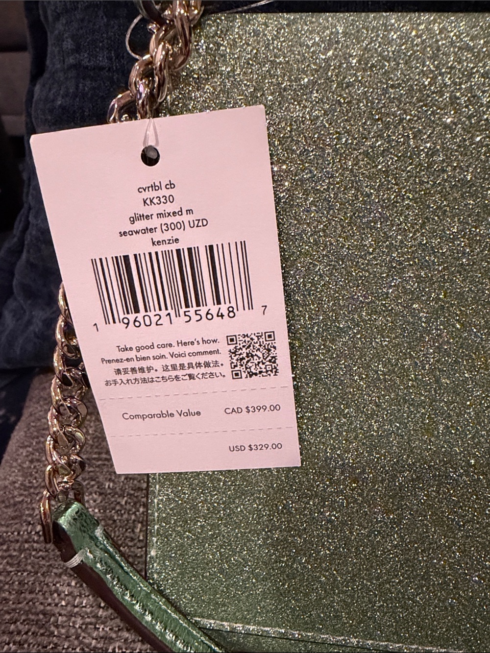 kate spade seawater glitter convertible clutch crossbody with gold hardware NWT - Picture 2 of 6